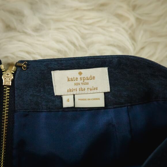 Kate Spade Size 4 Blue Autumn Floral Print Marit Pencil Cotton Silk Skirt - Picture 3 of 5